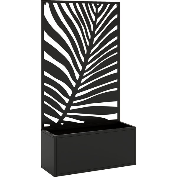 Outsunny Metal Garden Bed for Garden with Trellis, Wall Mounted or Freestanding Raised Planter with Privacy Screen