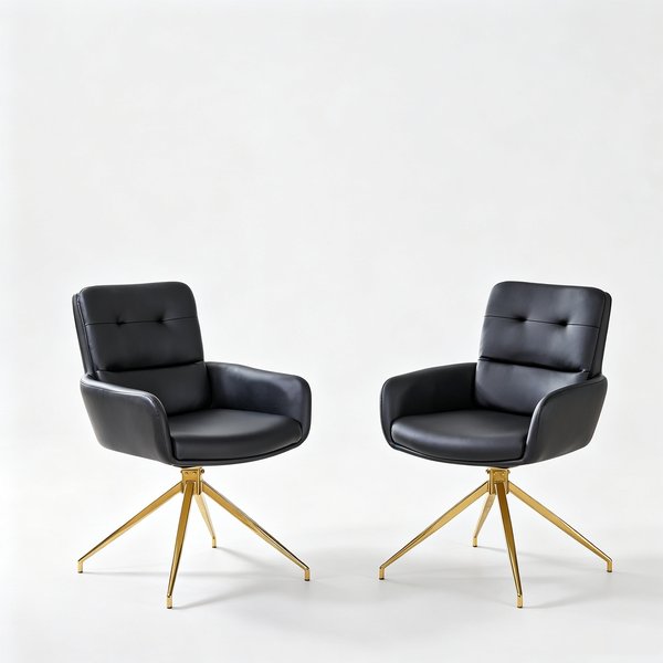 Chaise Pivotante De Salle, Noir+Or Aosom France-image