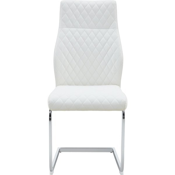Chaise De Salle à Manger MatelasséE Motif Losange, Blanc+Argenté Aosom France-image