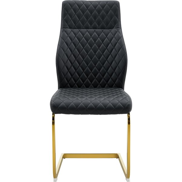 Chaise De Salle à Manger MatelasséE Motif Losange, Noir+Or Aosom France-image
