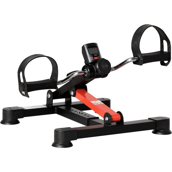 Homcom PéDalier D'appartement Mini VéLo D'appartement RéSistance Ajustable éCran Lcd 33-43 X 40 X 24,5-34,5 Cm En Acier Noir-image