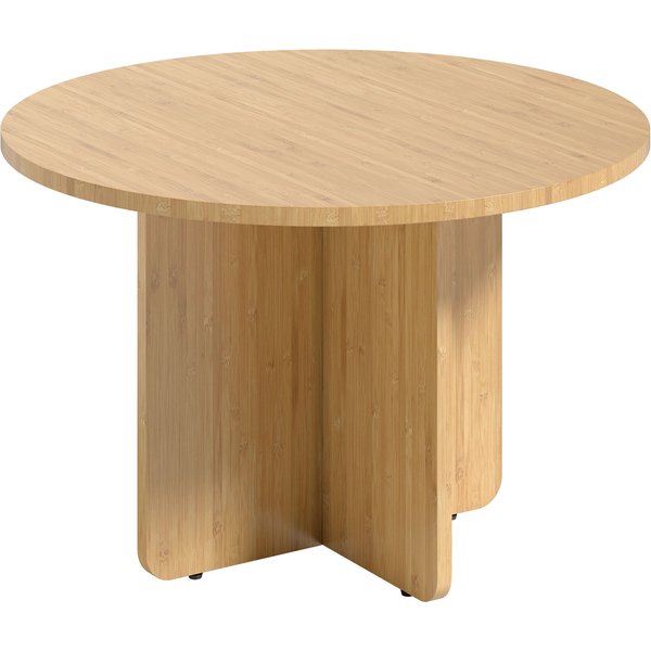 HOMCOM Couchtisch Rund Ø66 cm Wohnzimmertisch aus Bambus modern Beistelltisch mit Kreuzfuß Kaffeetisch bis 120 kg Belastbar für Wohnzimmer, Schlafzimmer, Natur Aosom