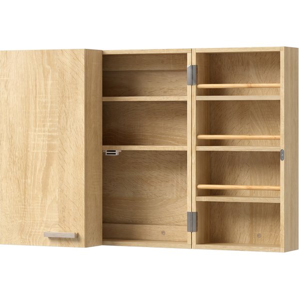 Homcom Armoire à Pharmacie Murale, Armoire à MéDicaments Avec Double Porte Verrouillable 2 CléS, 53X20X53Cm, ChêNe-image