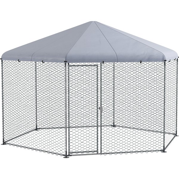 Pawhut Enclos Poulailler ExtéRieur 10 M² Parc Grillagé 400 X 346 X 263 Cm - Espace Couvert - 10-15 Poules-image