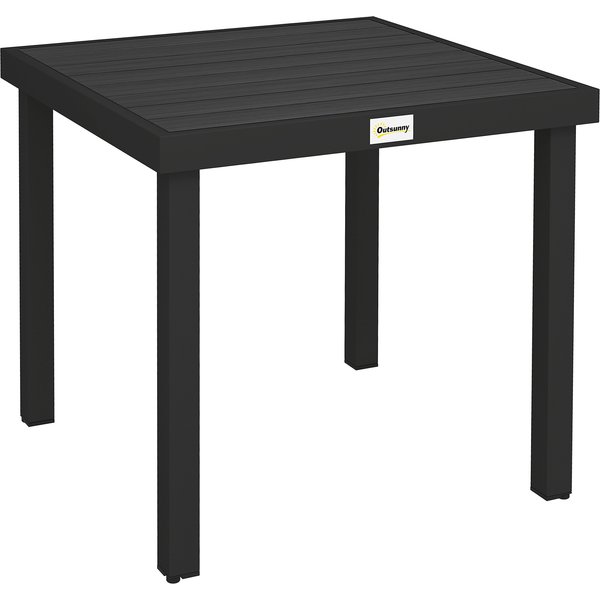 Outsunny 78 cm Garden Dining Table for 4 People, Square Outdoor Coffee End Side Table with Aluminium Legs, Black
