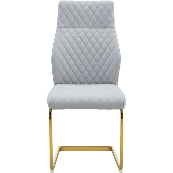 Chaise De Salle à Manger MatelasséE Motif Losange, Gris Clair Aosom France-image