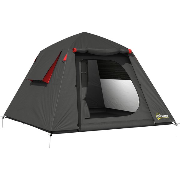 Outsunny Tente De Camping DôMe 2 Personnes 3-4 Saisons ImperméAble 3000Mm Montage Facile 2 Portes 210X210X150Cm Gris Foncé-image