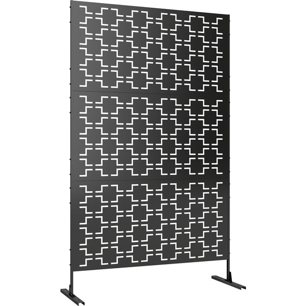 Outsunny Metal Decorative Privacy Screen Outdoor Divider, Black Grid Aosom UK