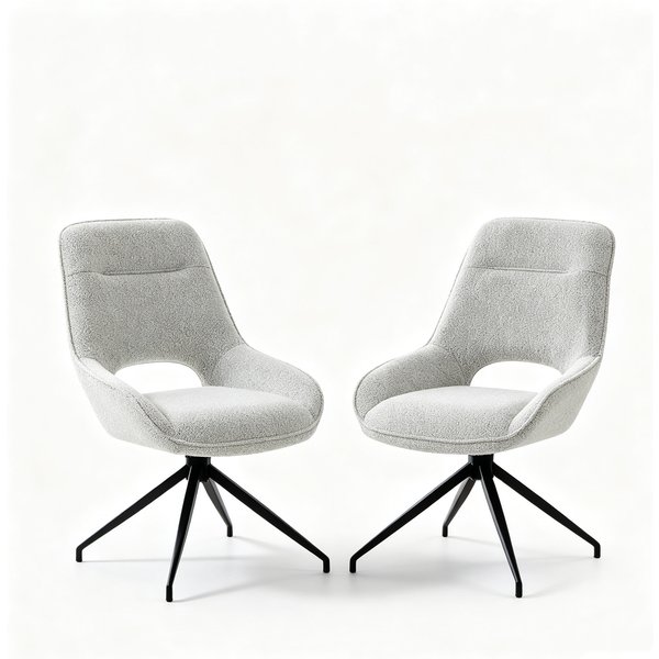 Chaise De Salle à Manger Pivotante 360°, Gris+Beige Aosom France-image