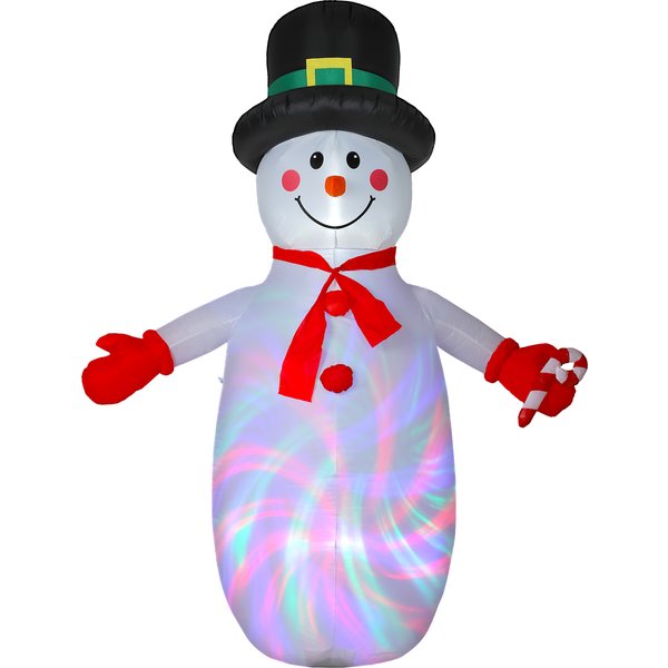 Outsunny Bonhomme De Neige Gonflable De NoëL, 240 Cm, DéCoration Gonflables De NoëL Avec LumièRes Led, 177X78X240Cm, Multicolore-image