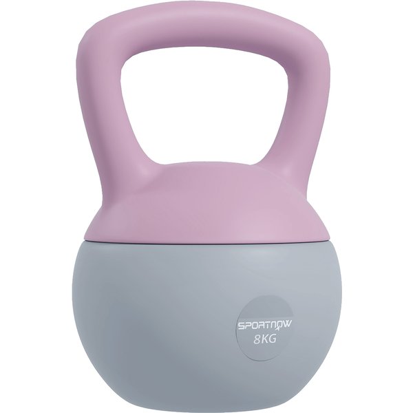 SPORTNOW Soft Kettlebell, 8kg Kettle Bell with Non-Slip Handle for Home Gym Weight Lifting and Strength Training, Purple and Grey