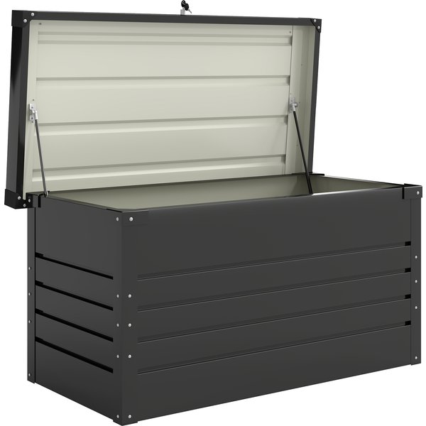 Outsunny Coffre De Rangement MéTal BoîTe De Jardin 450L Double VéRins à Gaz Verrouillable Pour Coussins Outils Gris Anthracite-image