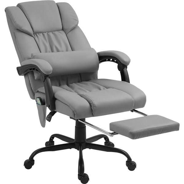 Vinsetto Fauteuil De Bureau Massant Avec Repose-Pied, Hauteur RéGlable, Dossier Inclinable, TéLéCommande Filaire, Pivotant à 360°-image