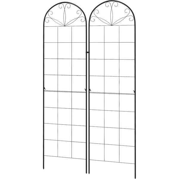 Outsunny Set of 2 Metal Garden Trellises: Climbing Plant Support Frames, Decorative Grid Design Aosom UK