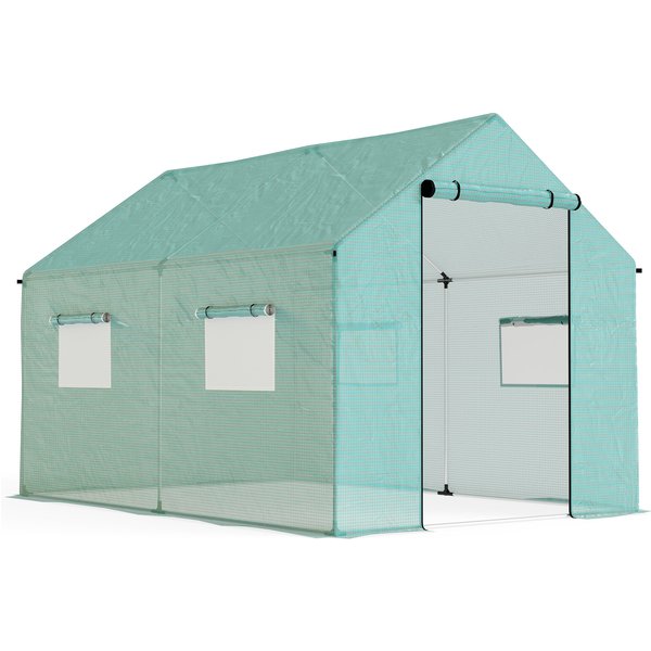 Outsunny Foliengewächshaus 2x3x2m winddicht mit Rollfenster & UV-Schutz, ideal für Tomaten, stabile Stahlkonstruktion in Grün Aosom.de