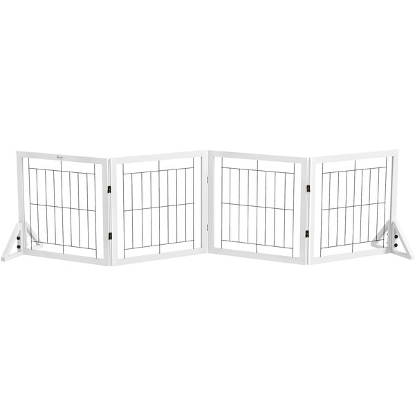 PawHut ClôTure De SéCurité Pliante 4 Panneaux Pour Chiens Blanc Aosom France-image