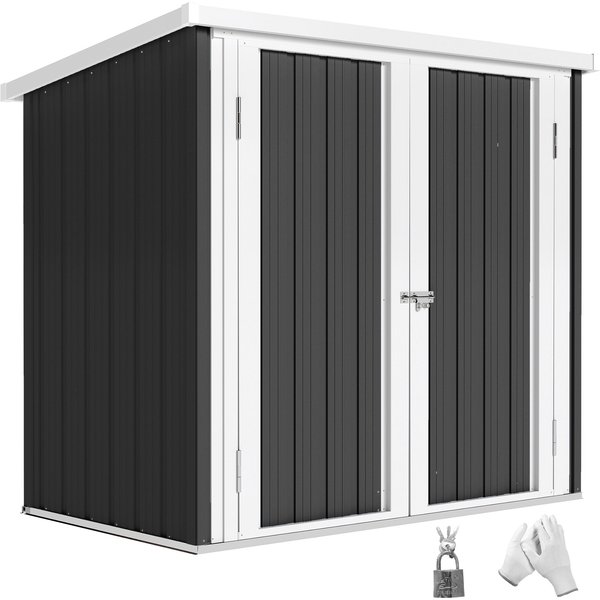 Outsunny Abri De Jardin En Acier Noir - Cabane De Jardin Pour Ranger Outils, VéLos, Outils De Jardin, Double Porte, 147X86X134 Cm Aosom France-image