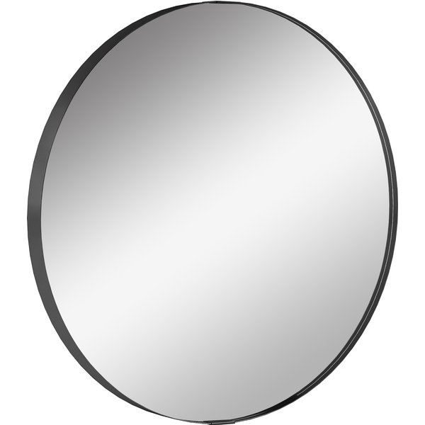 HOMCOM Round Wall Mirror 61 cm, Wall Mounted Bathroom Mirror with Tempered Safety Glass and Aluminium Alloy Frame, Black