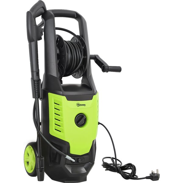 Outsunny 2200W High Pressure Washer, 170 Bar Pressure, 420 L/h Flow, Portable Electric Power Washer Jet Wash Cleaner with Adjustable Nozzle 6M Hose and Hose Reel for Home Patio Car Driveway