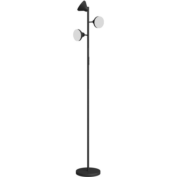Homcom Lampadaire LED Lampadaires Sur Pied Salon Dimmable 2700K-6000K 4150 Lm 3 TêTes Rotatives Ø 25 X 170 Cm Noir-image