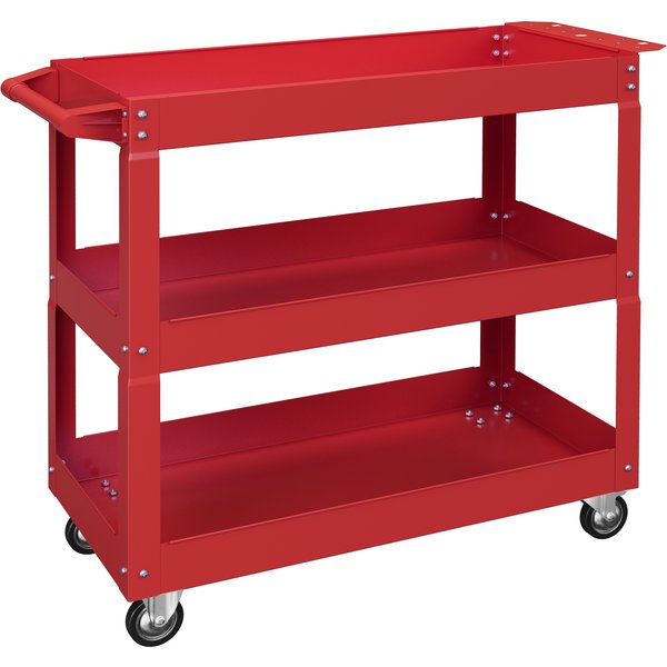 Durhand Chariot Desserte D'atelier Acier 3 Plateaux Sur Roulettes Avec PoignéE Charge Max. 150 Kg 83 X 35,3 X 76 Cm Acier Rouge-image