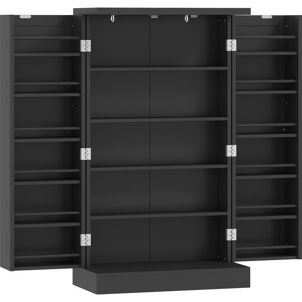 HOMCOM Kitchen Cupboard, Freestanding Multi-Storage Kitchen Pantry Cabinet with Adjustable Shelves, Black