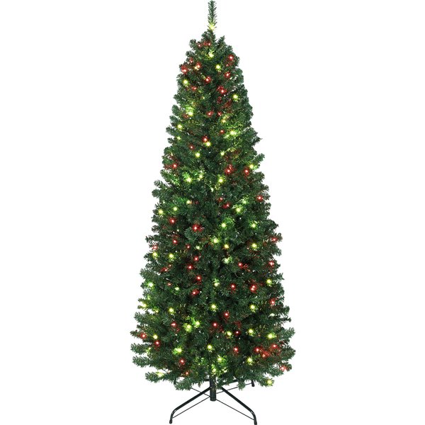 Homcom Sapin De NoëL Artificiel 180 Cm, Arbre De NoëL, LumièRes Led SynchroniséEs ColoréEs Et TéLéCommande, 899 Pointes, Vert-image