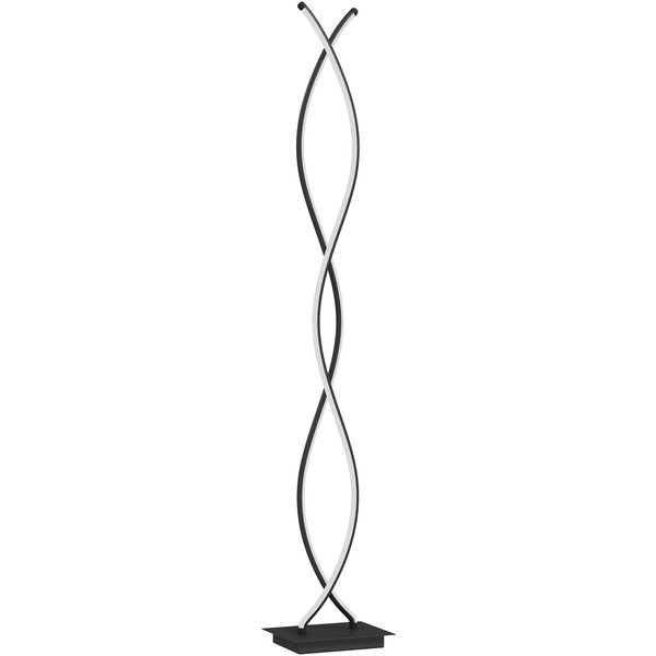Homcom Lampadaire Sur Pied Salon, Lampe Salon 3 Niveaux De Luminosité RéGlables à Double Spirale Avec Interrupteur à Pied, Noir-image
