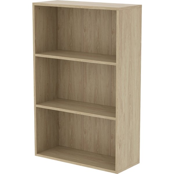 Homcom BibliothèQue éTagèRe De Rangement Avec 3 Compartiments Et éTagèRe RéGlable, 60 X 24 X 93 Cm, Bois Naturel-image