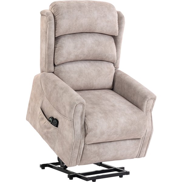 Homcom Fauteuil Releveur éLectrique Massage Par Vibrations Et Chaleur, Fauteuil Relax éLectrique En Velours, 80X160X82Cm, Beige-image