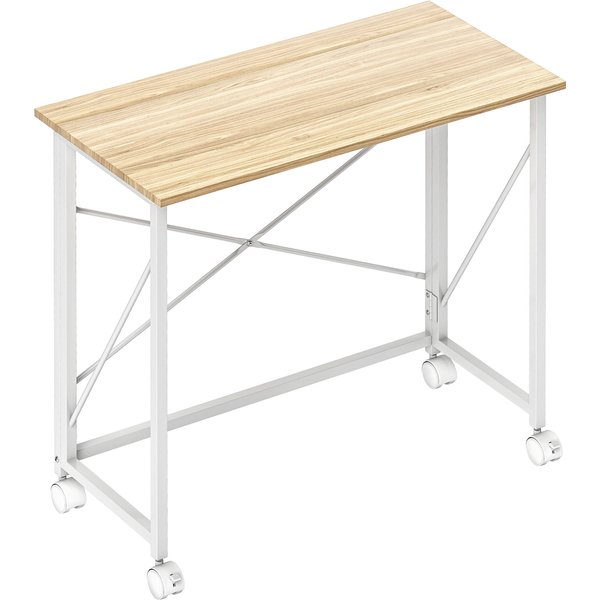 HOMCOM 80 cm Folding Desk on Wheels - Natural Tone