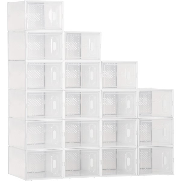 HOMCOM Storage Units Modular DIY Storage Unit with 18 Cubes, PP Plastic, Dust-Proof Doors, Handles, Great for Shoes Storage | Aosom Ireland