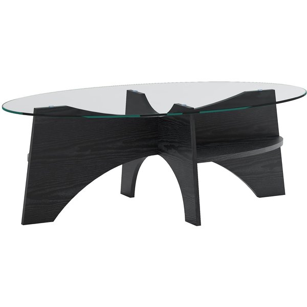 Table Basse Ovale Moderne En Verre De SéCurité, Transparent Aosom France-image