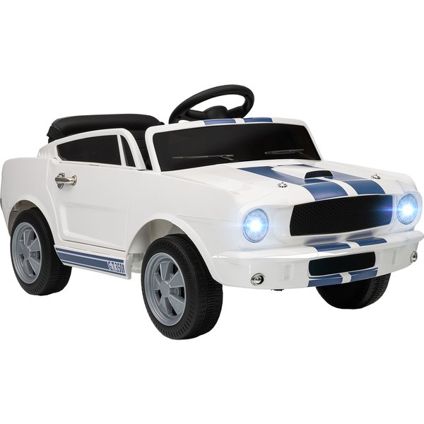 Aiyaplay Voiture éLectrique 12V Sous Licence Ford Shelby Gt 350 VéHicule éLectrique TéLéCommande TéLéCommande 2,4G 3-6 Ans Blanc-image