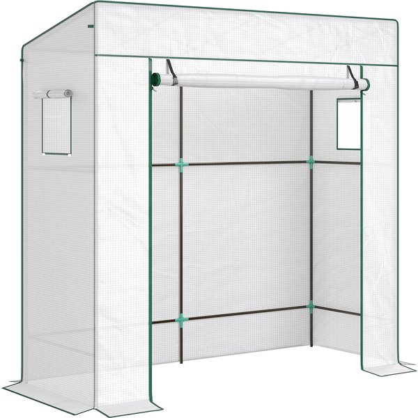 Outsunny PE Cover Walk-in Outdoor Greenhouse, White | Aosom Ireland