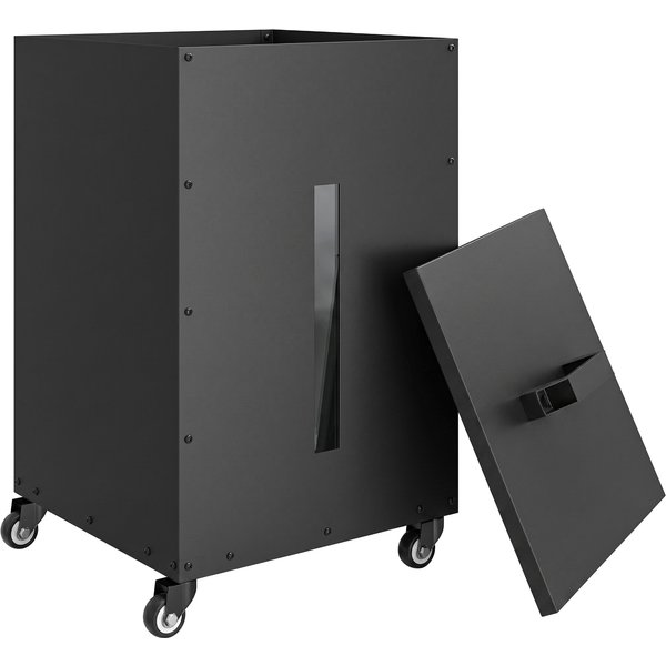 Outsunny Metall Pelletbehälter mit Rollen, 30 kg Pelletbox, Pelletlagerung mit Sieb 4 transparenten Füllstandsanzeigen, Granulatbox für Pelletofen, 36,5 x 36,5 x 61,5 cm, Schwarz Aosom
