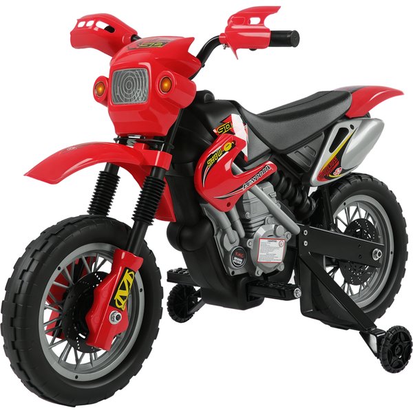 Homcom Moto Cross éLectrique Enfant 3 à 6 Ans 6 V Phares Klaxon Musiques 102 X 53 X 66 Cm Rouge Et Noir-image