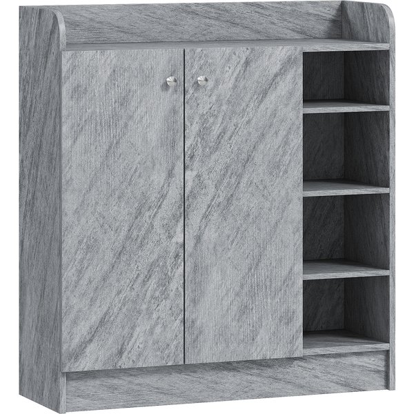 Homcom Meuble De Rangement à Chaussures Pour EntréE Avec 4 Compartiments Ouverts Et Placard Double Porte - éTagèRe RéGlable-image