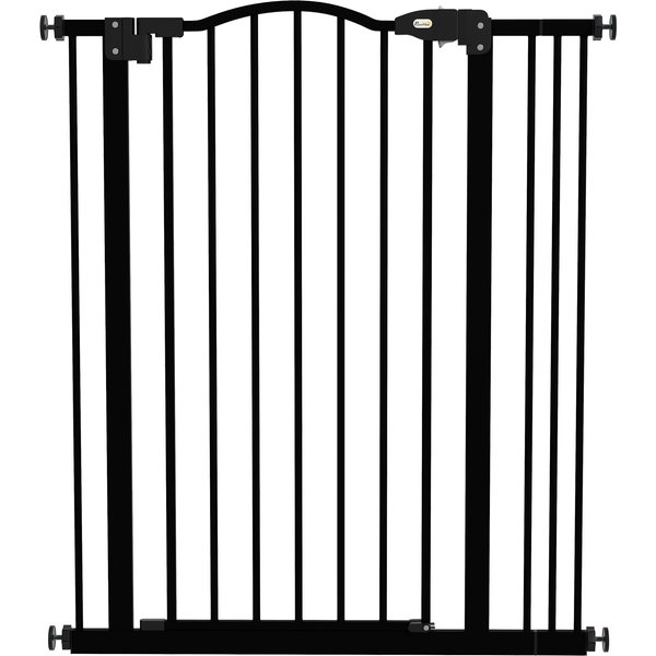 PawHut Metal Pet Safety Gate Dog Gate Folding Fence 74-87cm, Black | Aosom Ireland