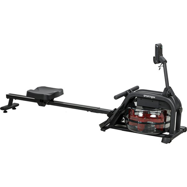 Sportnow Rameur à Eau, Rameur Musculation D'appartement RéServoir Ajustable 6-11L éCran Lcd Support De Tablette 170X46X77Cm Noir-image