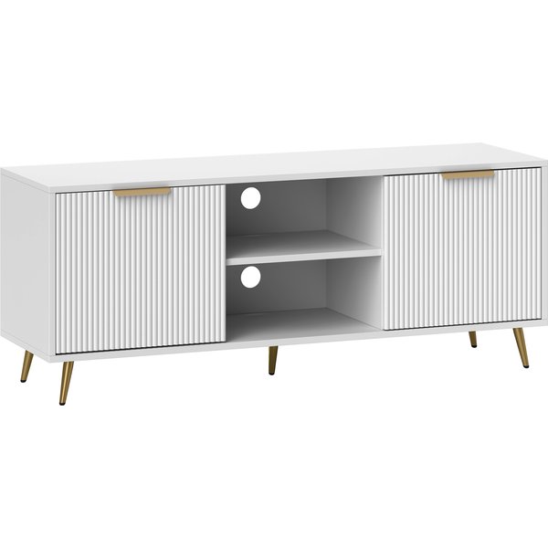 HOMCOM Modern TV Stand Cabinet for TVs up to 55", TV Unit with Shelves and Cabinets, Entertainment Centre for Living Room, White Aosom UK