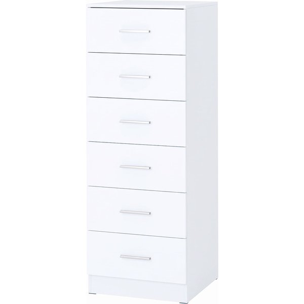 Homcom Commode 6 Tiroirs Commode Haute Pour Chambre Avec SystèMe Anti-Basculement 40X40X110 Cm Blanc-image