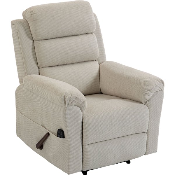 Homcom Fauteuil Inclinable De Massage Et Chauffage, Fauteuil De Relaxation, Appuie-TêTe RéGlable Poches LatéRales, CrèMe-image