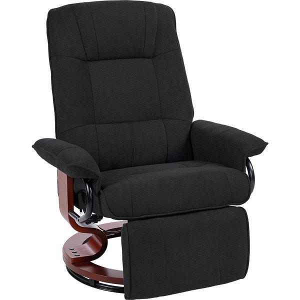 HOMCOM Reclining Swivel Chair, with Footrest - Black