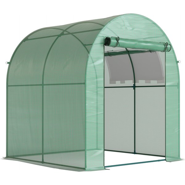 Outsunny Serre Tunnel De Jardin 3,24M², Serre De Jardin Tunnel Porte Et FenêTre Enroulables, BâChe Pe, 180 X 180 X 200 Cm, Verte-image