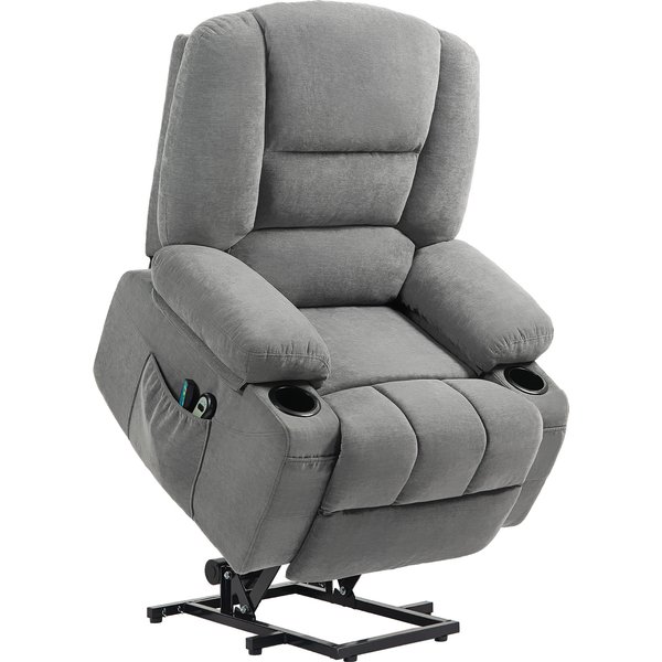 Homcom Fauteuil Releveur Relax éLectrique, Fonction Massage Et Chaleur, Inclinaison RéGlable, Repose-Pied, TéLéCommandes, Gris-image