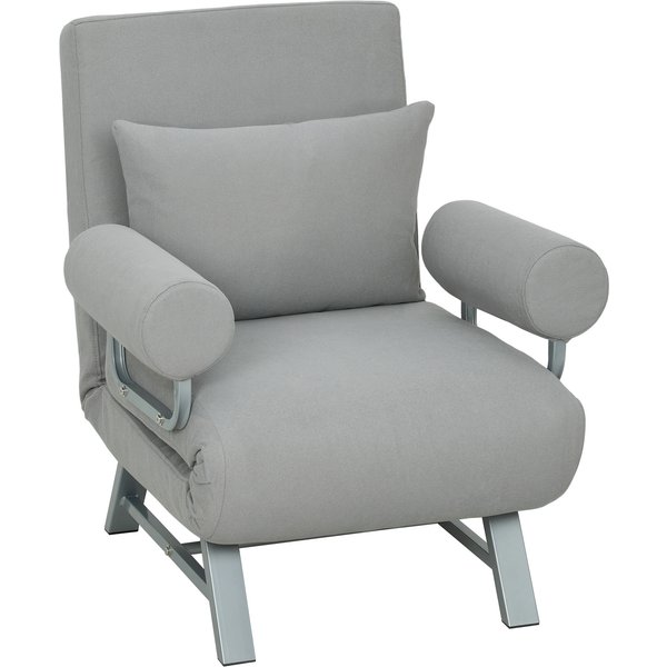 HOMCOM Single Sofa Bed, 3-in-1 Convertible Folding Chair Bed with Adjustable Backrest, Removable Armrests, Light Grey