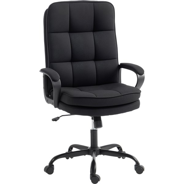 HOMCOM Double Padded Linen-Look Office Chair - Black