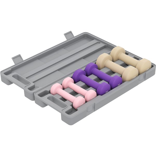 Homcom Ensemble D'haltèRes 6 PièCes Avec Mallette, Poids, 0,5 Kg, 1 Kg, 1,5 Kg Ajustable Pour La Maison, Salle De Sport-image