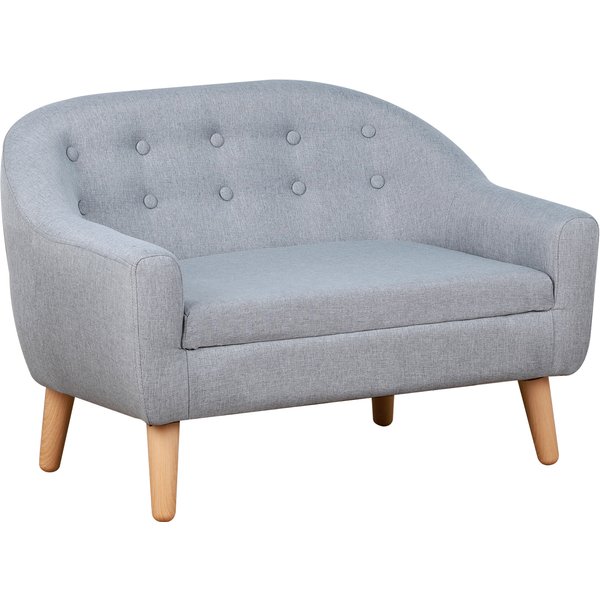 HOMCOM Children's Armchairs Kids Armchair Toddler Chair 2 Seater Wood Frame Mini Sofa for Bedroom Playroom Grey | Aosom Ireland